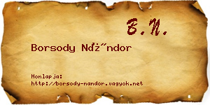 Borsody Nándor névjegykártya